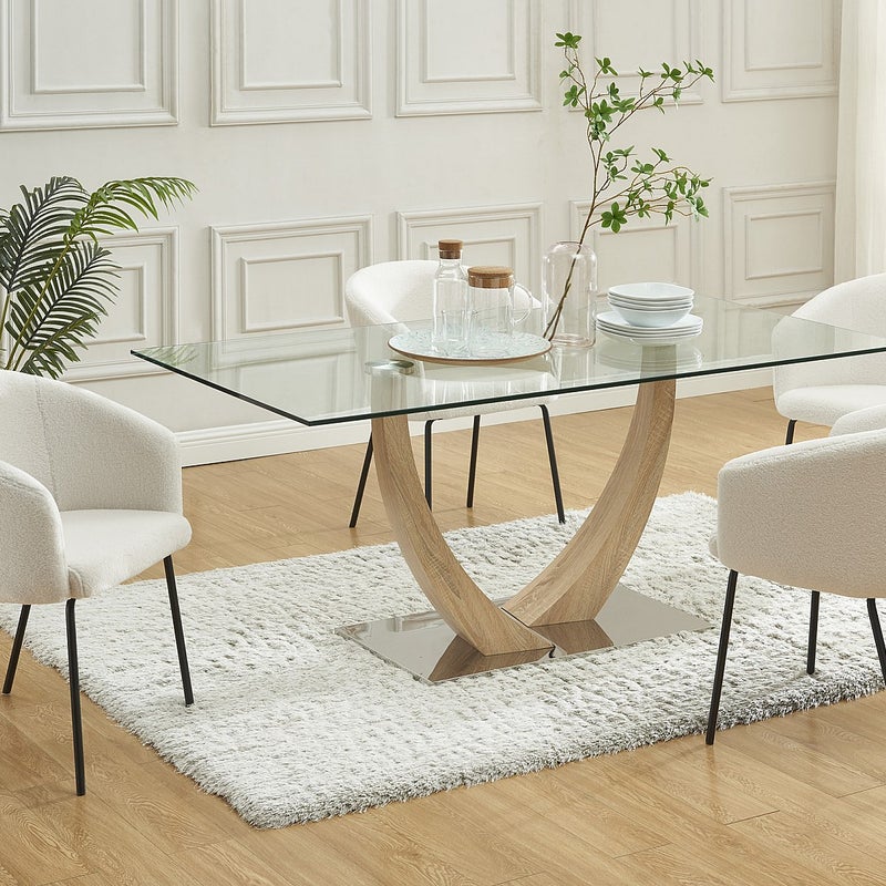 Zestaw 2 krzeseł z podłokietnikami z tkaniny bouclette i czarnego metalu - Kremowy - MORONI