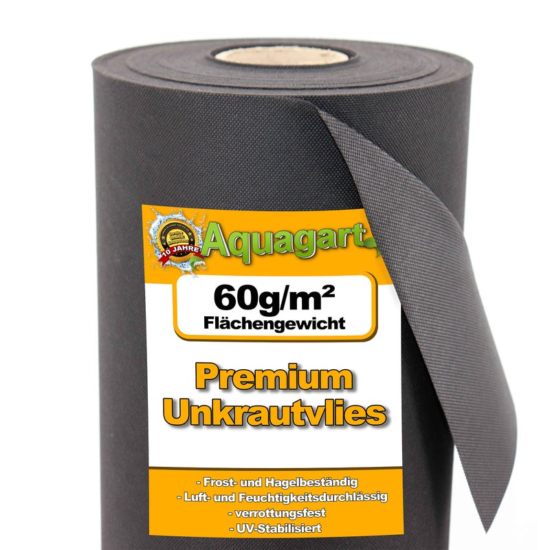 Folia ściółkująca 72 m², filc ściółkujący do zwalczania chwastów, tkanina ściółkująca, włóknina 60 g, szerokość 1,6 m