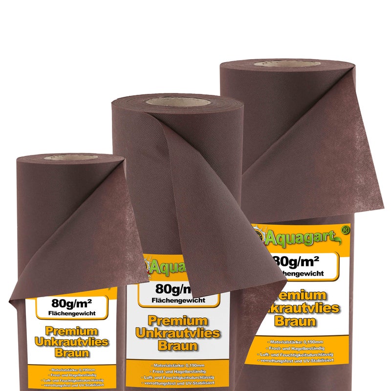 Folia ściółkująca 320 m², filc ściółkujący do zwalczania chwastów, 80 g tkanina ściółkująca 1,6 m szerokości, brązowa