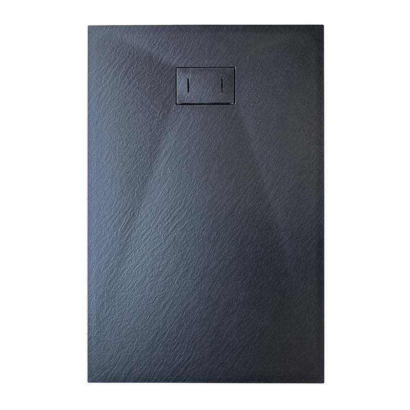 Brodzik z włókna szklanego SMC o efekcie kamienia, wysokość 2,6 cm, z syfonem w zestawie, 90-160 Czarny