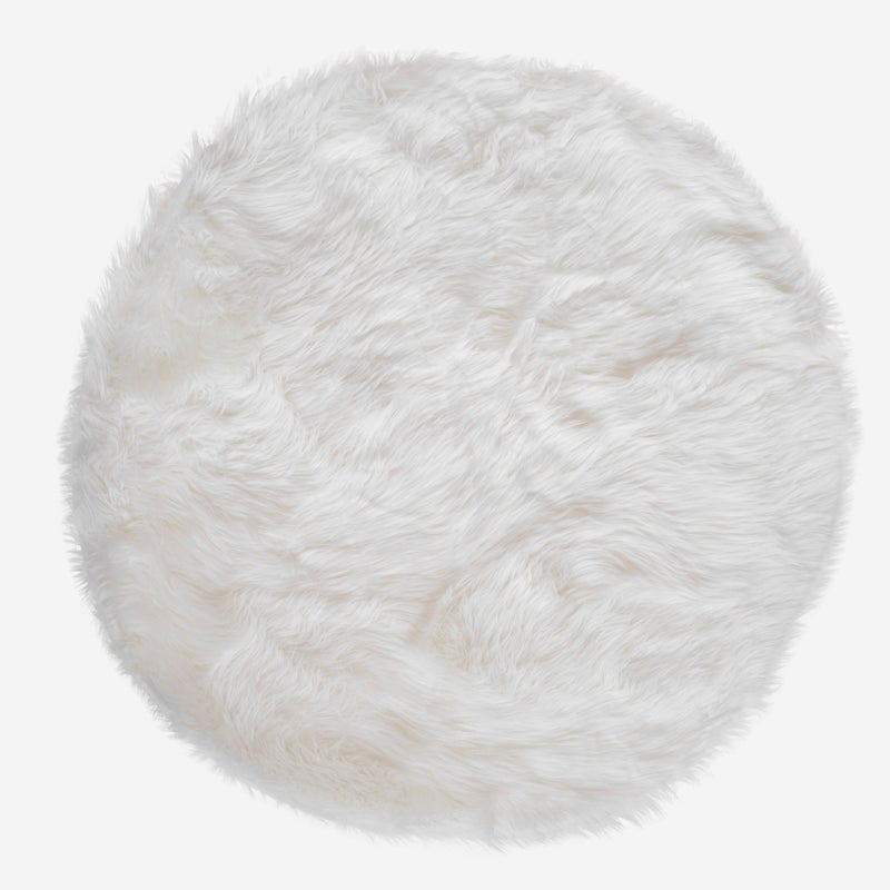 Dywanik długi włos biały Ø140 cm – Miękki, dekoracyjny i trwały do wnętrza