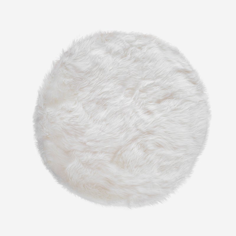 Dywan długi włos biały Ø90 cm Okrągły dywan miękki i trwały