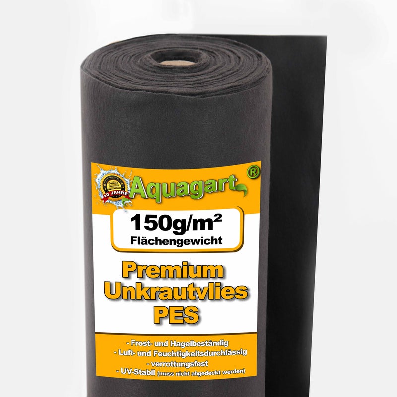 Folia ściółkująca 165 m², filc ściółkujący do zwalczania chwastów, tkanina ściółkująca, płótno podłogowe 150 g, szerokość 1,5 m, PES