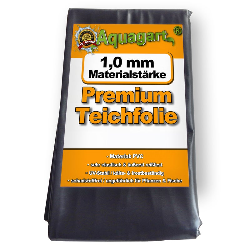 Wykładzina oczkowa PVC 3 m x 6 m 1,0 mm, czarna, wyściółka do oczka wodnego