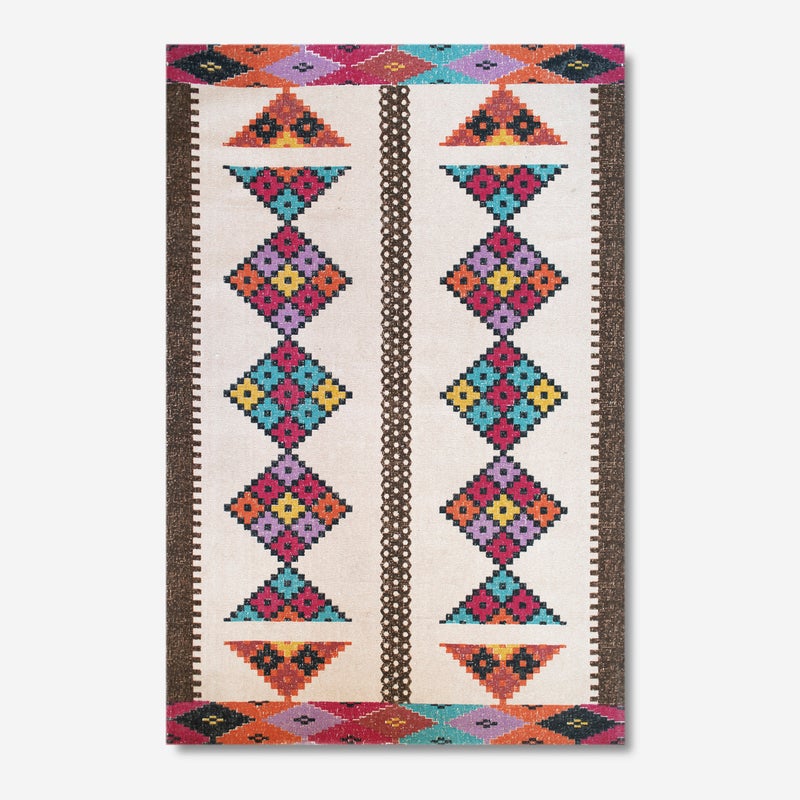 Dywan etniczny z bawełny 160x230 cm – Ręcznie tkany i trwały dywan