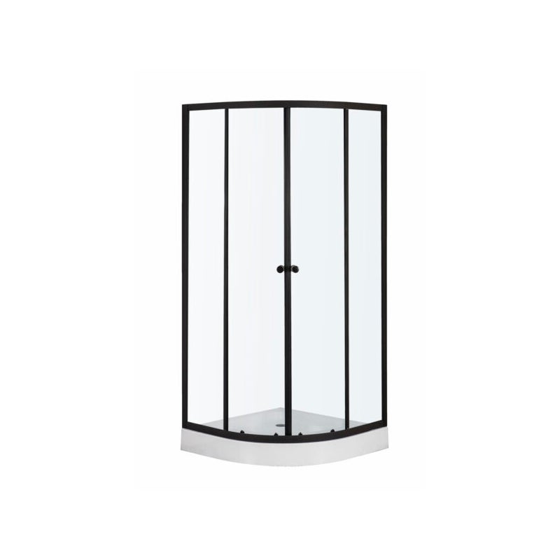 Kabina prysznicowa z brodzikiem Leo 80 BLACK półokrągła profile czarne KERRA