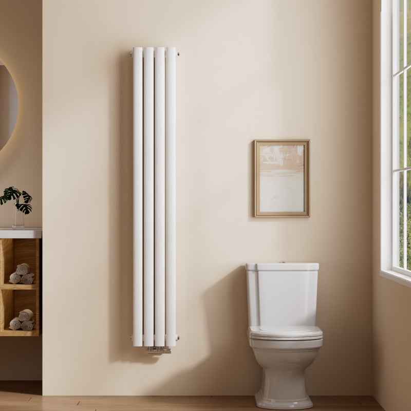 EMKE Grzejnik Stalowy Podwójny Pionowy 623W, 160x24 cm, 6 bar, do 8 m² – Biały