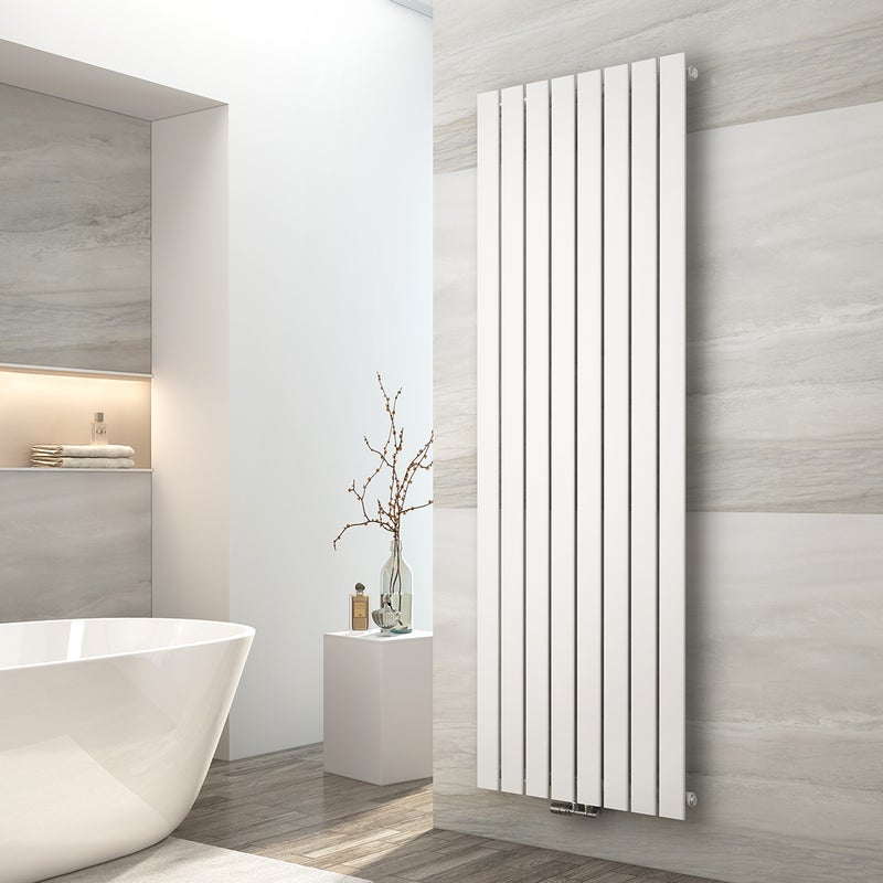 EMKE Grzejnik Stalowy Pojedynczy Pionowy 1265W, 180x61,6 cm, 4 bar, do 12 m² – Biały