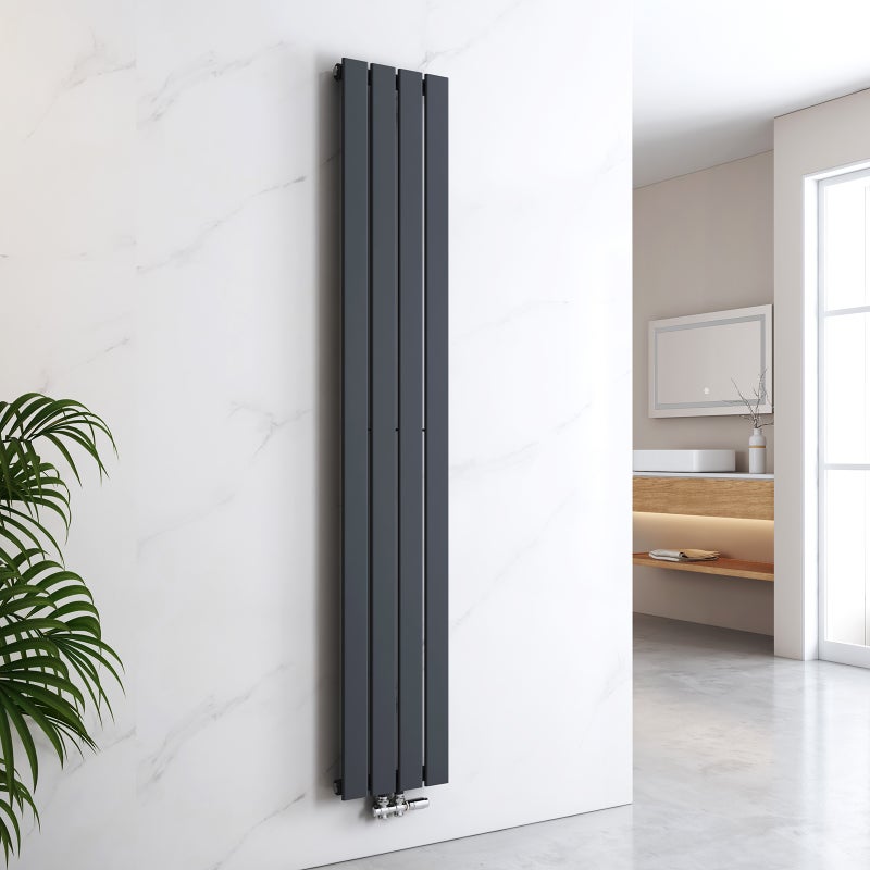EMKE Grzejnik Stalowy Podwójny Pionowy 911W, 180x30,4 cm, 4 bar, do 12 m² – Antracytowy