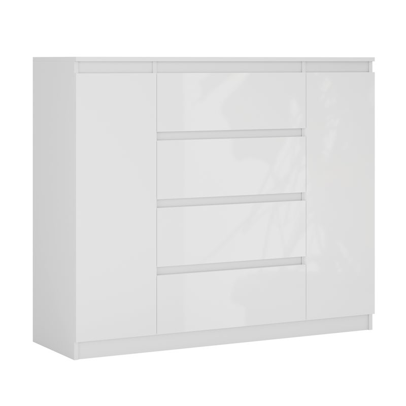 Komoda, Biały Matowy / Biały Błyszczący, 120 x 39 x 101 cm, 2D 4S