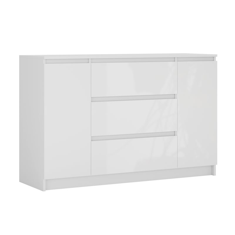 Komoda, Biały Matowy / Biały Błyszczący, 120 x 39 x 78 cm, 2D3S