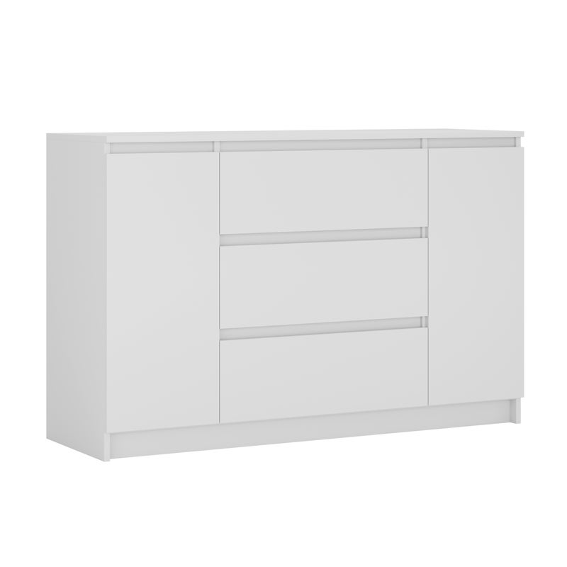 Komoda, Biały Matowy, 120 x 39 x 79 cm, 2 drzwi, 3 szuflady