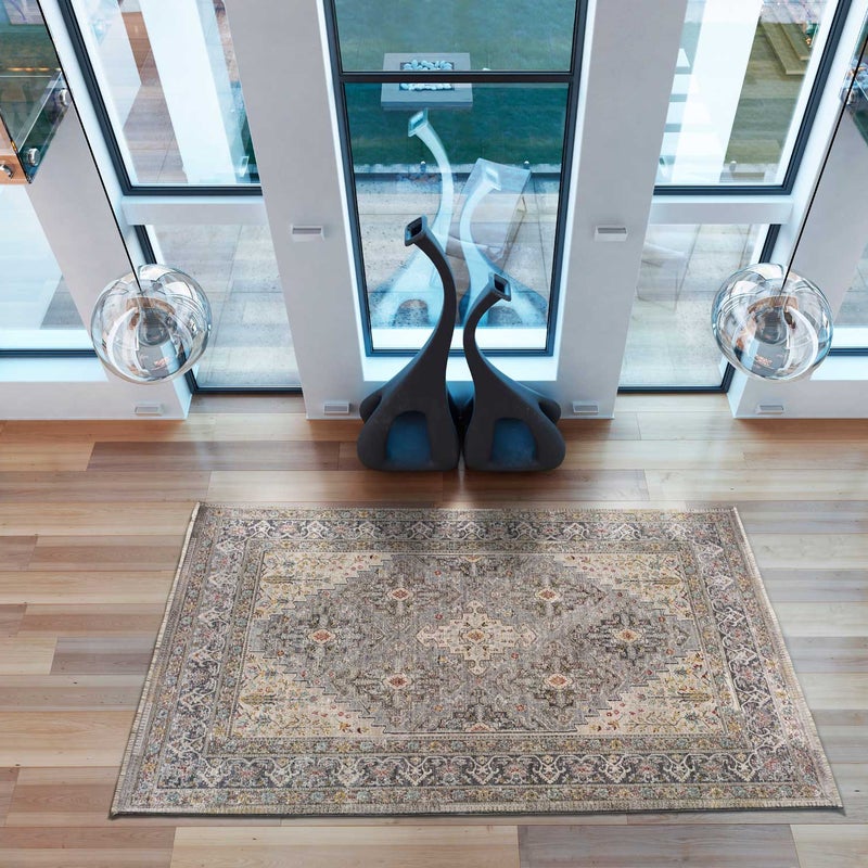 Prostokątny szary dywan do wnętrz 200 x 290 cm SAROUGH abstrakcja - ATTICGO