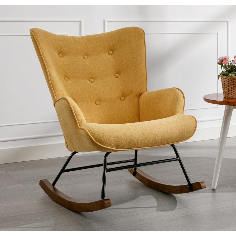 Fotel bujany z musztardową tapicerką melanż - ELMINA II