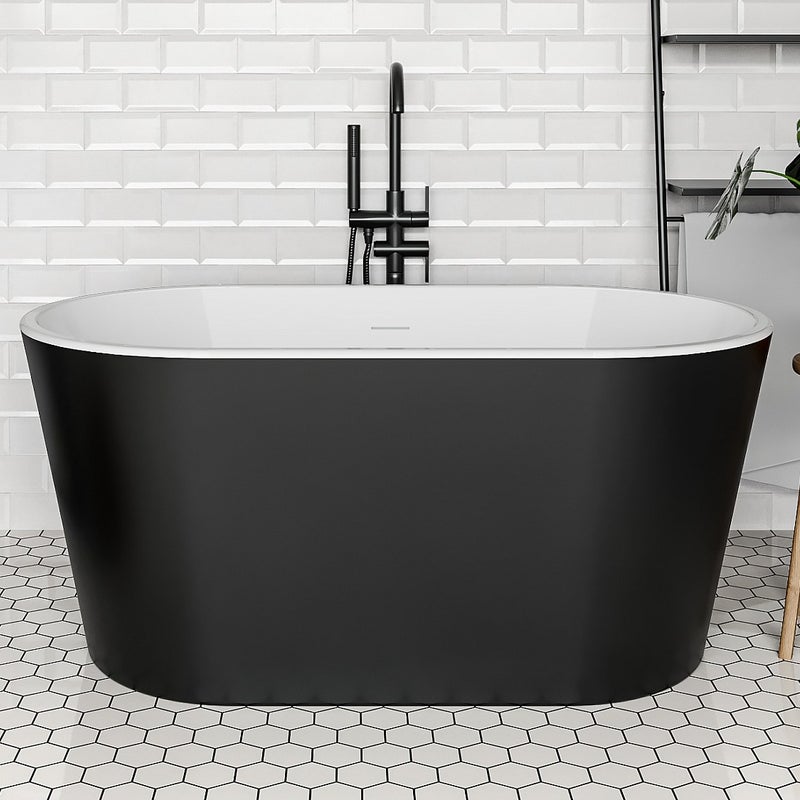 VENTE-UNIQUE Wanna wolnostojąca owalna - 180 L - 130 x 71 x 58 cm - Czarna - Akrylowa - APOGON