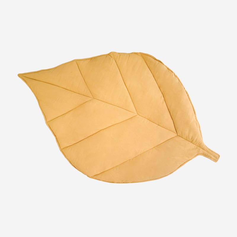 Dywan dziecięcy kształt liścia 160x96 cm musztardowy – Miękki i funkcjonalny