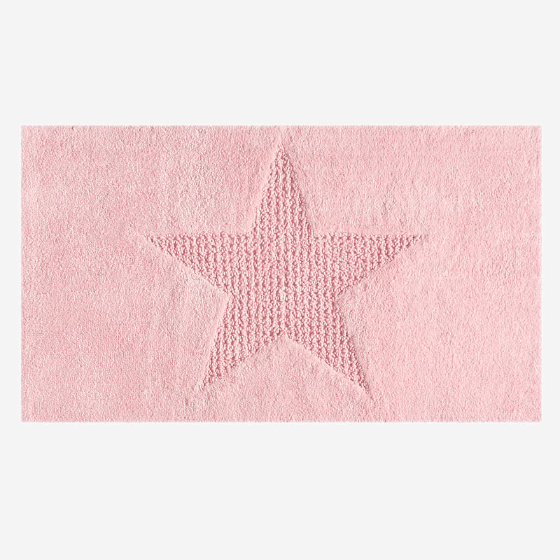 Dywanik dziecięcy z bawełny różowy Star 120x170 cm Z gwiazdą w reliefie, łatwy w praniu i dekoracyjny