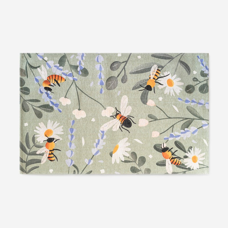 ZIELONY DYWAN DZIECIĘCY Z PSZCZÓŁAMI 80X120CM