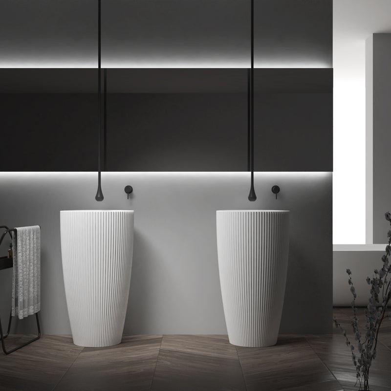 Bernstein Umywalka wolnostojąca TWZ316 odlew mineralny - 50 x 50 x 90 cm - biały mat