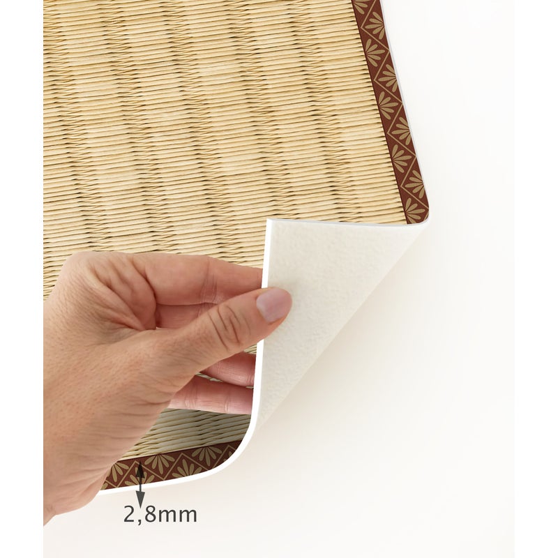 Japońska mata winylowa Tatami 66x150 cm - PVC antypoślizgowa, gładka mata winylowa do kuchni lub salonu, zmywalna