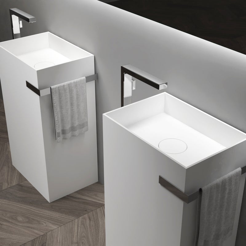 Bernstein Umywalka stojąca TWZ312 odlew mineralny - biały mat - wieszak na ręcznik