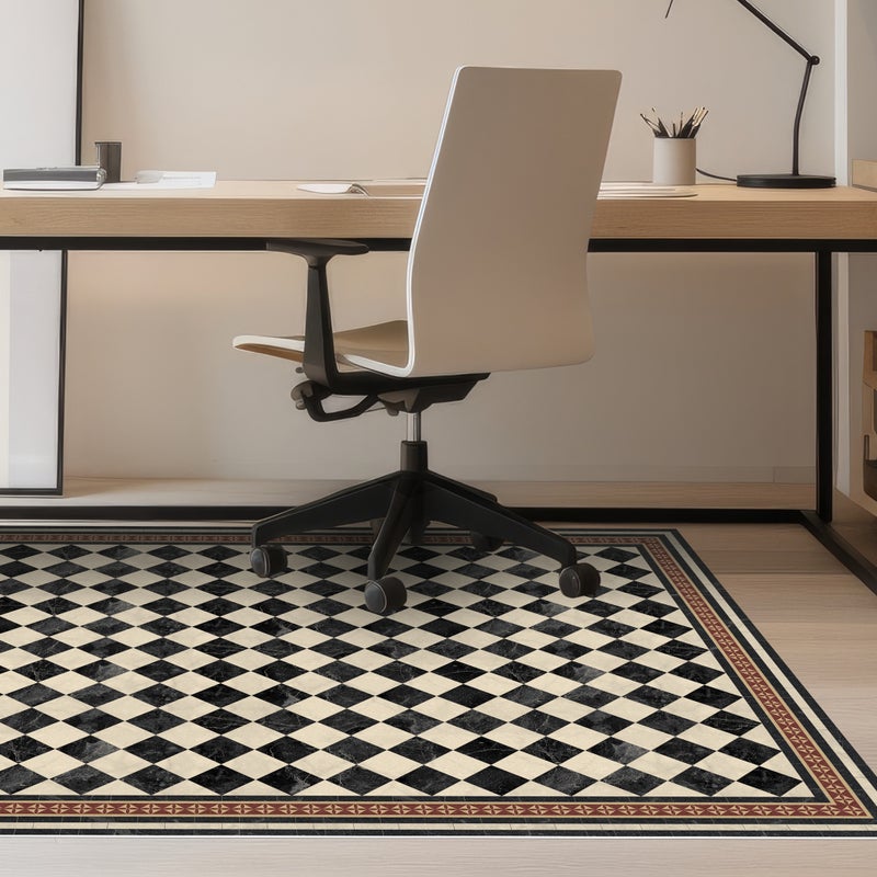 Dywan winylowy Scacchi 100x150 cm - antypoślizgowy PVC, winylowy do kuchni lub salonu, zmywalny, wodoodporny styl