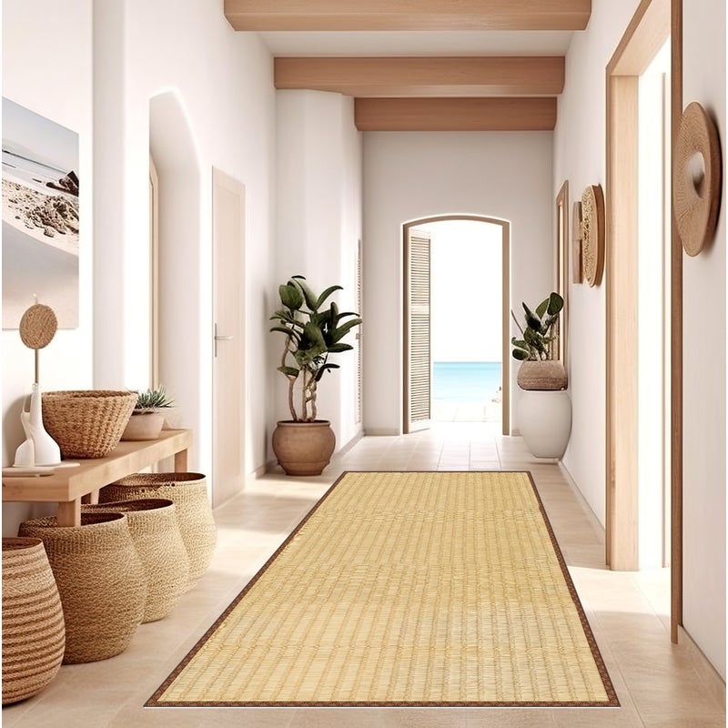 Japońska mata winylowa Tatami 80x300 cm - PVC antypoślizgowa, gładki nadruk, winylowa do kuchni lub salonu, zmywalna