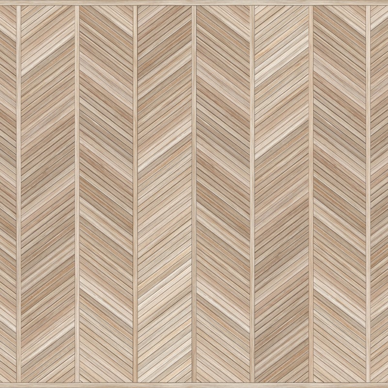 Dywan winylowy szewron drewniany Japandi 200x300 cm - PVC antypoślizgowy, gładki nadruk, winyl do kuchni lub salonu, zmywalny