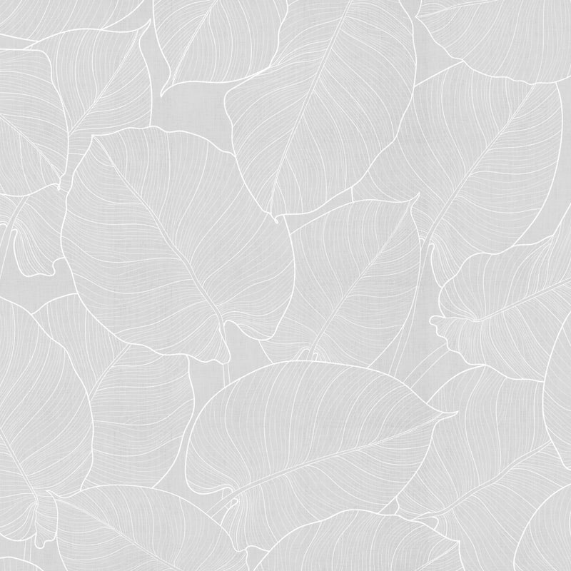 Szary dywan winylowy liście 200x300 cm - antypoślizgowy dywan z PVC, gładki nadruk, winylowy dywan do kuchni lub salonu, zmywalny