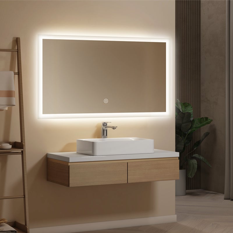 EMKE Lustro łazienkowe z oświetleniem LED 60x120 cm, z 6500K, przełącznik dotykowy, funkcja pamięci