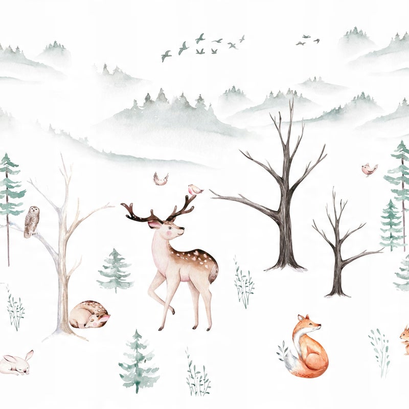 Fototapeta Dla Dzieci Chłopca Dziewczynki Las Zwierzęta 416x254 cm Tapeta Do Pokoju Dziecęcego Na Flizelinie