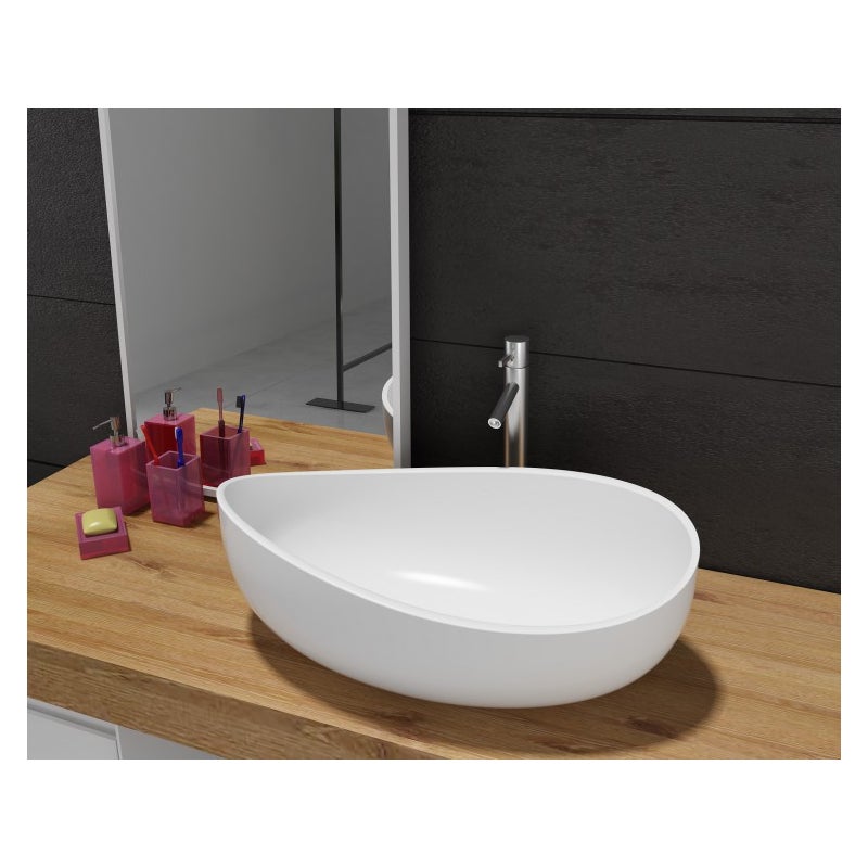 Bernstein Umywalka nablatowa WAVE PB2001 odlew mineralny biały mat