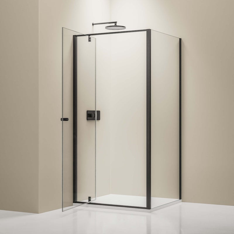 Bernstein Kabina prysznicowa narożna NT604 FLEX czarny mat szkło 6mm - 80x100cm