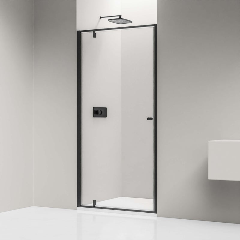 Bernstein Drzwi prysznicowe skrzydłowe NT604 FLEX czarny mat 80 cm szkło 6mm