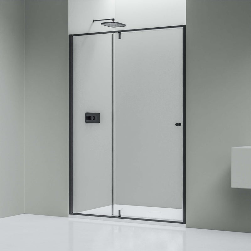 Bernstein Drzwi prysznicowe skrzydłowe z panelem NT606 FLEX 6 mm czarny - 140 cm