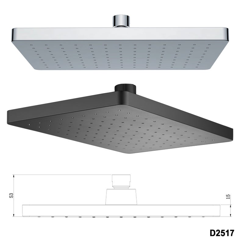 Bernstein Zestaw prysznicowy NT7385 z półką - deszczownica D2517 - czarny mat