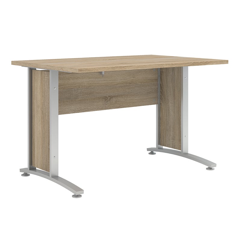 EBUY24 Prisme biurko C dekor dąb i srebrnoszara stal.