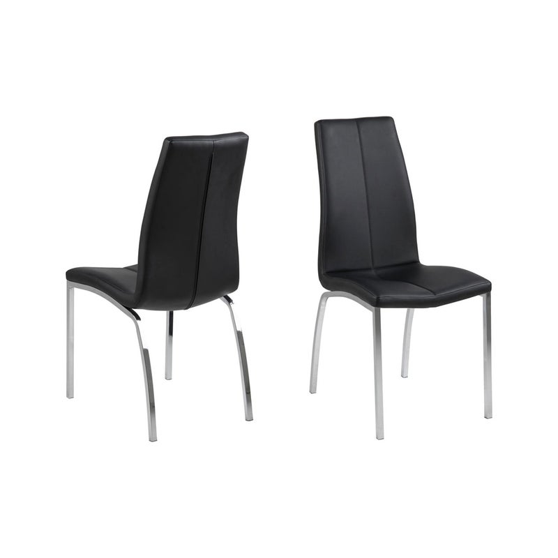 Amin krzesło stołowe, w czarnej sztucznej skórze i rama chrom.