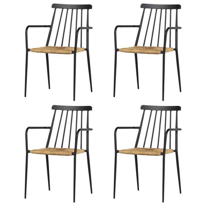 4xEvira krzesło ogrodowe do ustawiania w stos, czarny i naturalny.