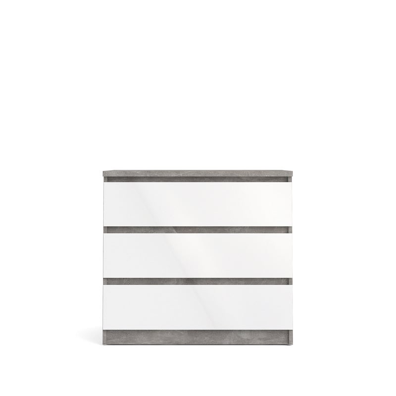 Komoda Tvilum NAIA, model 76235GXUU, kolory Cement Oxide i Glossy White, do nowoczesnych mebli