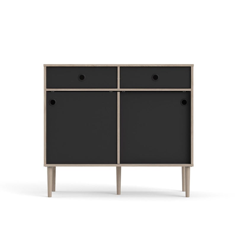 Penny kreedns 2 drzwi przesuwnychi 2 szuflady orzech biały-dekor i czarny mat.