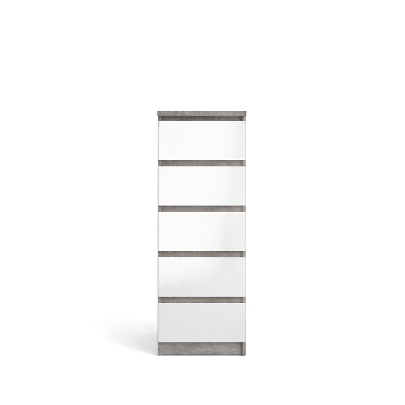 Komoda Tvilum NAIA, model 76233GXUU, kolory Cement Oxide i Glossy White, dla nowoczesnego wzornictwa i praktyczności
