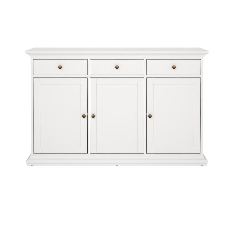 Venedig kredens 3 drzwi i 3 szuflady, szerokość 143 cm, wysokość 91 cm biel.