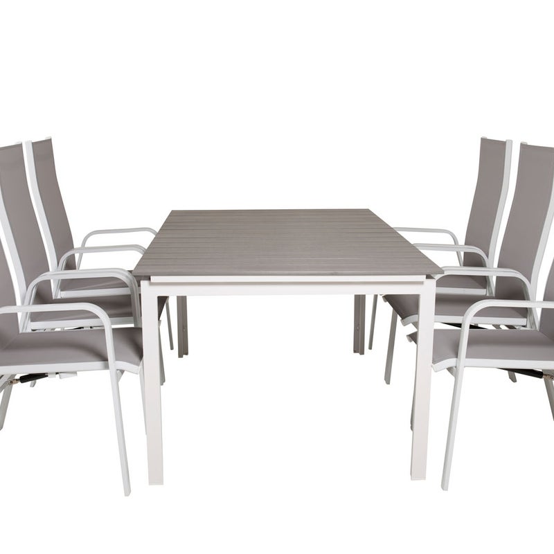 Levels zestaw ogrodowy stół 100x160/240cm i 6 krzesło Copacabana biały, szary.