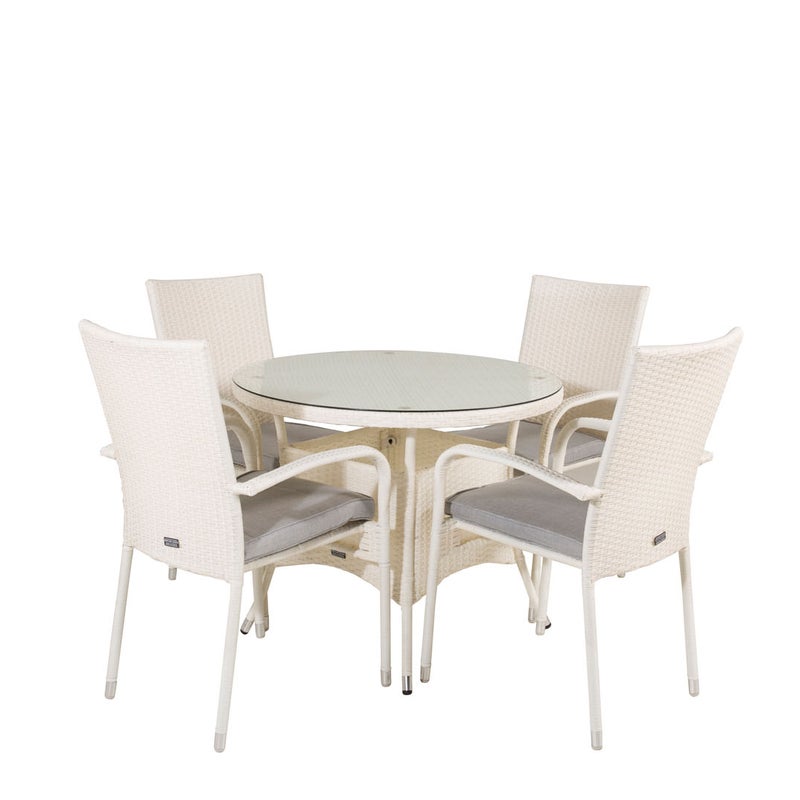 Volta zestaw ogrodowy stół Ø90cm i 4 krzesło Anna biały.