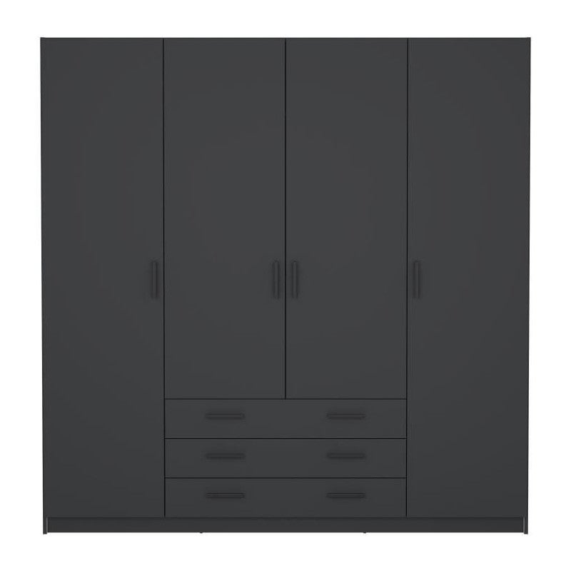 Spell szafa b183 cm 4 drzwi i 3 szuflady szary mat.