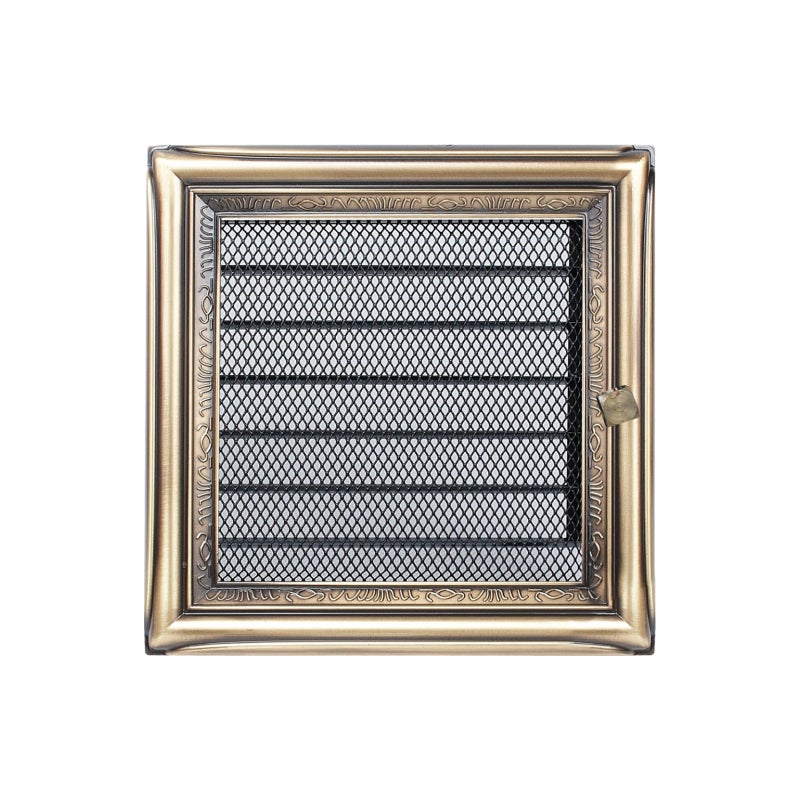 Siatkowa kratka z regulowaną przepustnicą do odprowadzania powietrza - złoty rustykalny - 17 x 17 cm