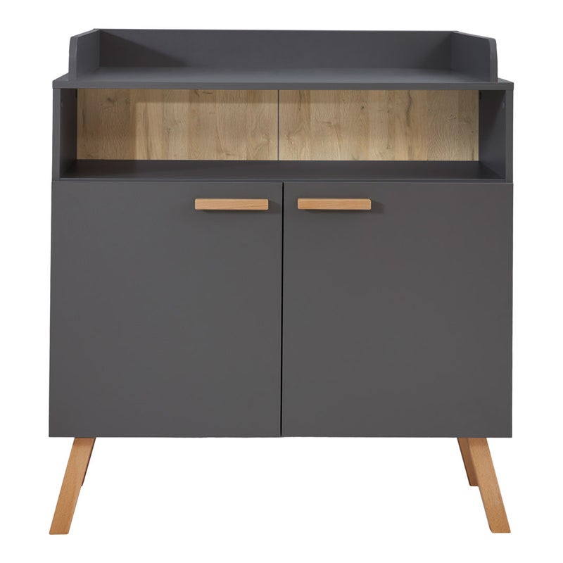 MatsBaby komoda do przewijania 2 drzwi, 1 otwarta półka szary.