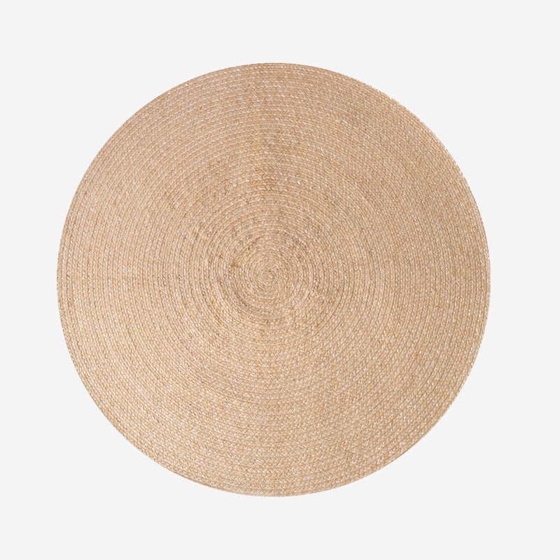 Okrągły dywan z naturalnego juty z srebrną nitką Ø100 cm – Wytrzymały i dekoracyjny dywan