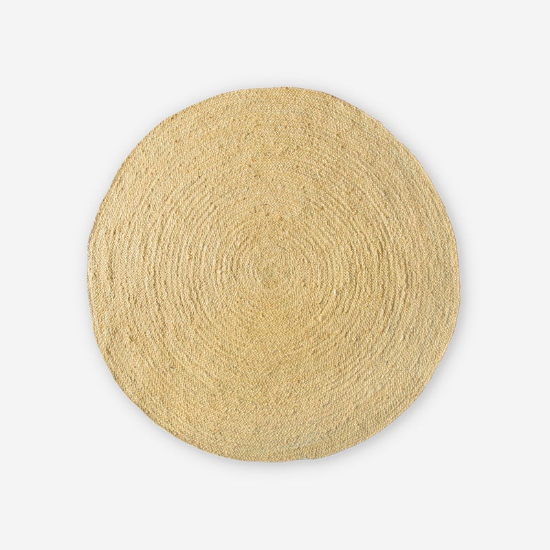 Okrągły dywanik z juty żółty Ø90 cm – Biodegradowalny i trwały dywanik